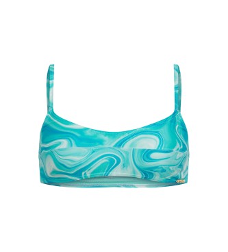 Superdry para mujer. W3010392A Top de bikini estampado tipo bralette azul (S), Beachwear, Poliéster Reciclado, Sostenible