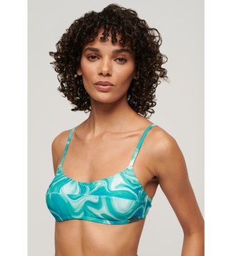 Superdry para mujer. W3010392A Top de bikini estampado tipo bralette azul (S), Beachwear, Poliéster Reciclado, Sostenible 2