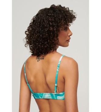Superdry para mujer. W3010392A Top de bikini estampado tipo bralette azul (S), Beachwear, Poliéster Reciclado, Sostenible 3