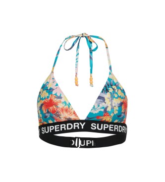 Superdry para mujer. W3010400A Top De Bikini Triangular Con Logo multicolor (XL), Azul, Beachwear, Poliéster Reciclado, Sostenible