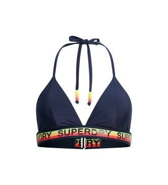 Superdry para mujer. W3010400A Top de bikini triangular con logo marino (XS), Beachwear, Poliéster Reciclado, Sostenible