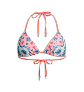 Superdry para mujer. W3010397A Top de bikini triangular de tirantes rosa (M), Beachwear, Poliéster Reciclado, Sostenible