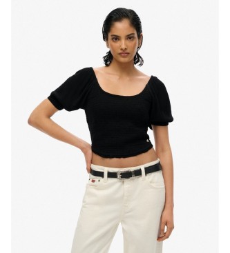 Superdry Top Smocked Woven negro