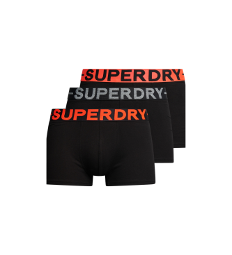 Superdry para hombre. M3110450A Pack de tres calzoncillos de corte clásico de algodón orgánico negro (L), Homewear