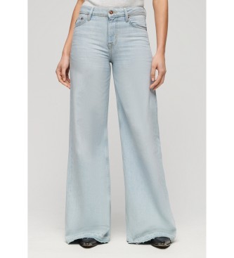 Superdry para mujer. W7011066A Jeans acampanados de pernera ancha y bajos sin rematar azul (32/32), Casual, Algodón, Denim