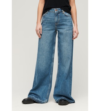 Superdry para mujer. W7011066A Jeans acampanados de pernera ancha y bajos sin rematar azul (28/30), Casual, Algodón, Denim