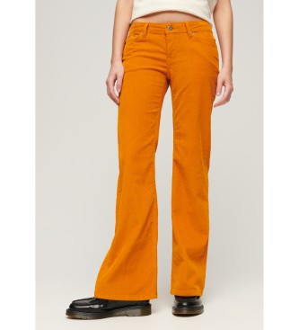 Superdry para mujer. W7011071A Jeans de pana acampanados de talle bajo naranja (26/32), Casual, Algodón