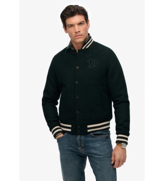 Superdry para hombre. M5012185A Chaqueta Varsity Monogram verde (S), Casual, Lana