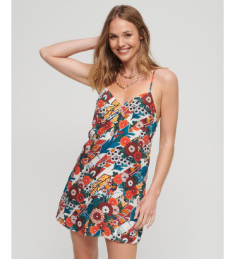 Superdry para mujer. W8011498A Vestido Printed multicolor (S), Casual, Viscosa, Sin mangas / Tirantes