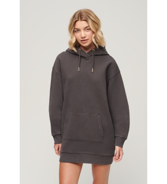 Superdry para mujer. W8011738A Vestido con capucha y strass Tattoo negro (S/M), Casual, Algodón, Manga larga