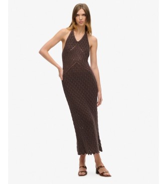 Superdry For Woman. W8011736A Brown Crochet Halter Dress (S), Casual, Cotton, Sleeveless / Straps
