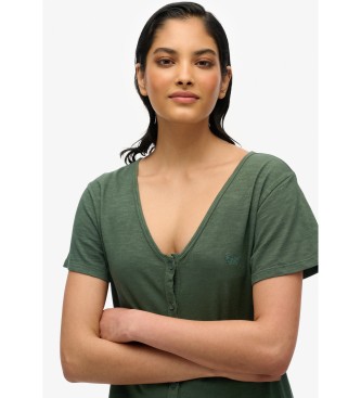 Superdry para mujer. W8011860A Vestido de punto midi verde (M), Casual, Algodón, Manga corta 2