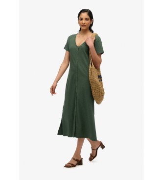 Superdry para mujer. W8011860A Vestido de punto midi verde (M), Casual, Algodón, Manga corta 4
