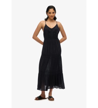 Superdry para mujer. W8011908A Vestido Ibiza negro (M), Casual, Viscosa, Sin mangas / Tirantes