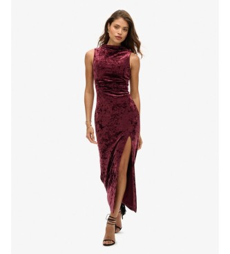 Superdry Vestido Velvet burdeos