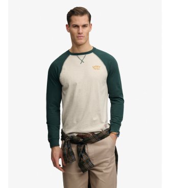 Para hombre. M6010915A Camiseta Vintage Athletic Baseball , (XL), Casual, Algodón, Manga larga