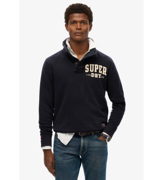 Superdryvoor mannen. M2014013A Vintage Athletic Half navy trui (M), Casual, Katoen, Marineblauw