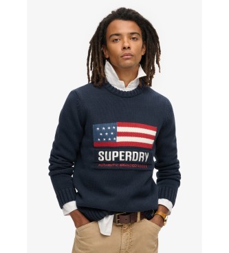 Superdry para hombre. M6110637A Jersey Vintage Athletic marino (M), Casual, Algodón