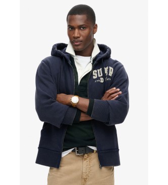 Superdryvoor mannen. M2014116A Vintage atletisch sportjack blauw (L), Casual, Katoen