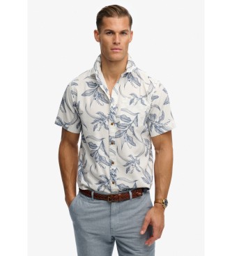 Superdry för män. M4011129A Vintage Loom skjorta vit (XL), Casual, Bomull, Kort ärm