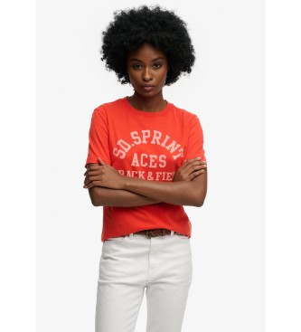 Superdry para mujer. W1011863A Camiseta Vintage Prep Pocket rojo (XL), Casual, Algodón, Manga corta