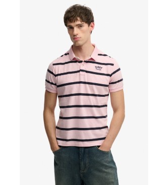 Superdry para hombre. M1110464A Polo Vintage Stripe rosa (S), Casual, Algodón, Manga corta