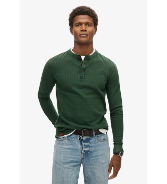 Superdry para hombre. M6010845A Camiseta Vintage Textured verde (XL), Casual, Algodón, Manga larga