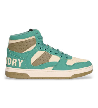 Superdry para mujer. WF110278A Zapatillas Jump verde (37), Plano, Cordones, Casual