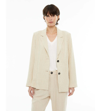 SYSTEM ACTION para mulher. V25AM314 Blazer de riscas bege (40), Casual, Viscoso, Manga comprida
