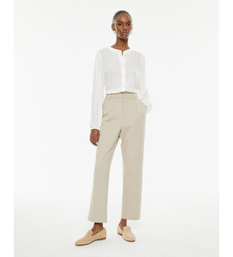 SYSTEM ACTION para mujer. V25CA103 Camisa fluida blanco (M), Casual, Viscosa, Manga larga