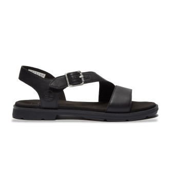 Timberland para mujer. TB0A2R2TW021 Sandalias de piel con tira trasera Calista Bay negro (38.5 W), Plano, Hebilla, Casual
