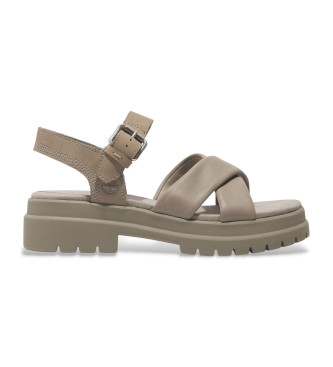 Timberland para mujer. TB0A63H4EO11 Sandalias de piel con tira en el talón London Vibe taupe (38.5 W), Plano, Hebilla, Casual