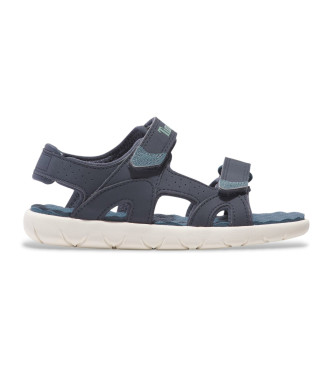 Timberland unisex para niños. TB0A6B9SL791 Sandalias de piel con tira en el talón Perkins Row azul (34), Plano, Velcro, Casual, moda infanti