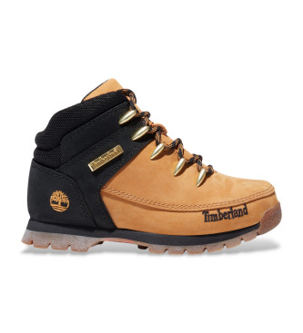 Timberland Unisex Para CriançA. TB0A1NL42311 Euro Sprint Botas De Couro De Cano MéDio Com Atacadores Preto E Amarelo (29), Plano, CordãO, Ca-image