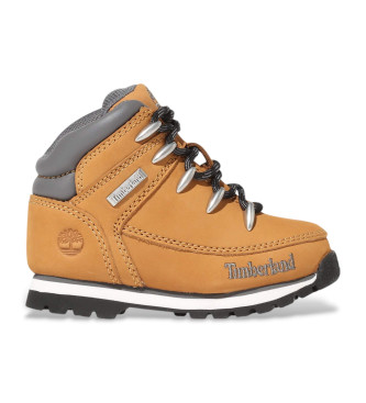 Timberland unisex para niños. TB06680R2311 Botas de piel de media caña con cordones Euro Sprint para amarillo (29), Plano, Casual, moda infa