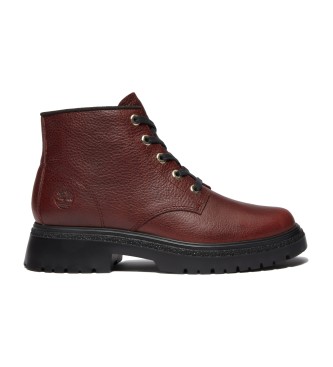 Timberland para mujer. TB0A42B8EIW1 Botines de Piel Cambria Valley marrón burdeos (39 W), Plano, 1 a 3cm, Cordones, Casual
