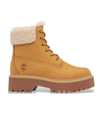 Timberland para mujer. TB0A2PU67541 Botines de Piel impermeables Stone Street marrón (40 W), Plano, 1 a 3cm, Cordones, Casual, Sostenible