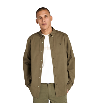 Timberland para hombre. TB0A6GRH5901 Camisa de popelina elástica marrón (XL), Casual, Algodón, Manga larga