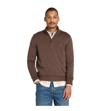 Timberlandvoor mannen. TB0A2BMX2431 Williams River bruine trui met kwart rits (XXL), Casual, Katoen