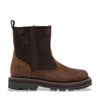 Timberland unisex para niños. TB1A28KX2421 Botas de piel Courma Mid Warm marrón (27), Plano, Cremallera, Casual, moda infantil