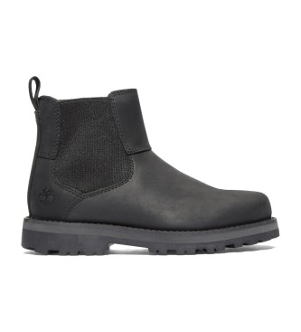 Timberland unisex para niños. TB0A25GV0011 Botas Chelsea de piel Courma negro (33), Plano, Cremallera, Velcro, Casual, moda infantil