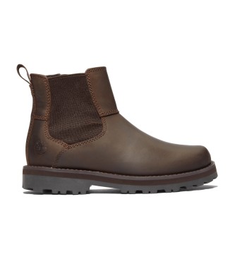 Timberland unisex para niños. TB0A25GK9311 Botas Chelsea de piel Courma marrón (32), Plano, Cremallera, Velcro, Casual, moda infantil