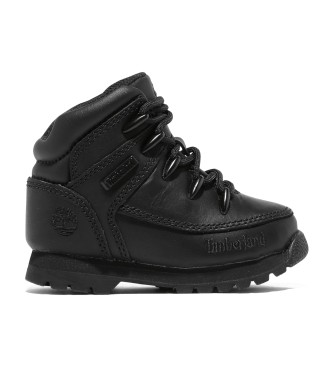 Timberland Unisex Para CriançA. TB0A13HS0011 Botas De Couro De Cano MéDio Com Atacadores Euro Sprint Preto (25), Plano, CordãO, Casual, Moda-image