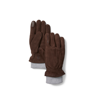 Timberland para hombre. TB0A65TE2141 Guantes de cuero con punto de canalé marrón (M), Casual, Piel