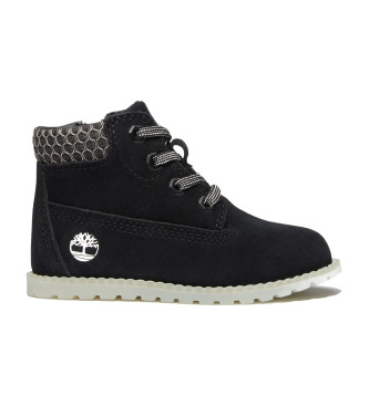 Timberland unisex para niños. TB0A292EEK41 Zapatillas de Piel Mid Lace Up negro (27), Plano, Ante, Cremallera, Casual, moda infantil