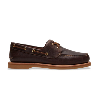 Timberland para hombre. TB0A2NUPW011 Náuticos de Piel Crafted marrón oscuro (44 W), Plano, Cordones, Casual