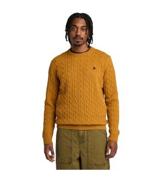 Timberland para hombre. TB0A2CEQP471 Jersey de cuello redondo con cable de Phillips Brook amarillo (M), Casual, Lana