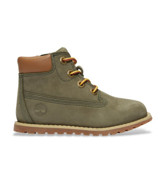 Timberland para niño. TB1A1VOSA581 Botines de Piel Pokey Pine verde (22), Plano, Cremallera, Casual, moda infantil