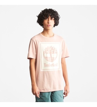 Timberland para hombre. Camiseta Logo Stack rosa Timberland