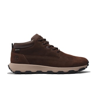 Timberland para hombre. TB1A61QH9311 Zapatillas de piel impermeables de media caña con cordones Winsor Park marrón oscuro (45), Plano, Casua